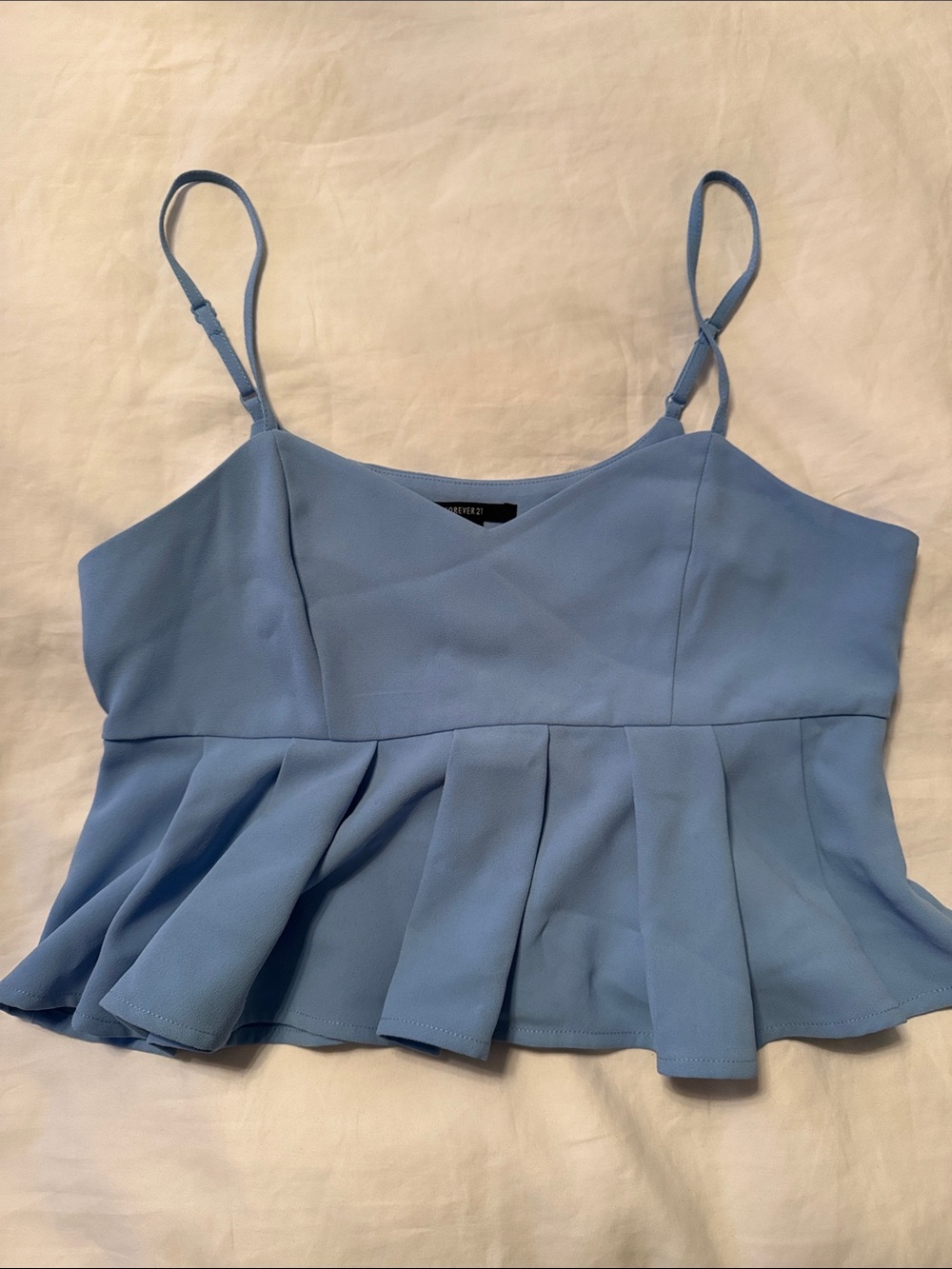 Forever 21 Light Blue Peplum Cami with Adjustable Straps